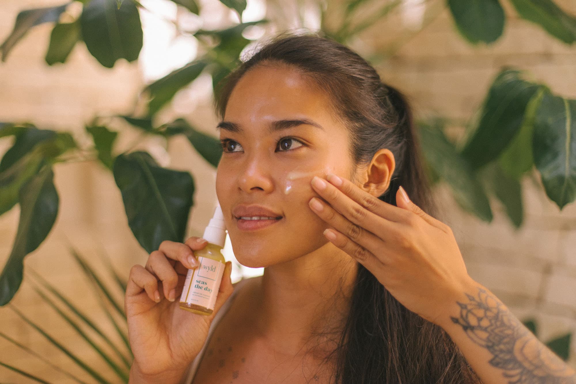 Calming lifestyle portrait for sensitive skin ritual